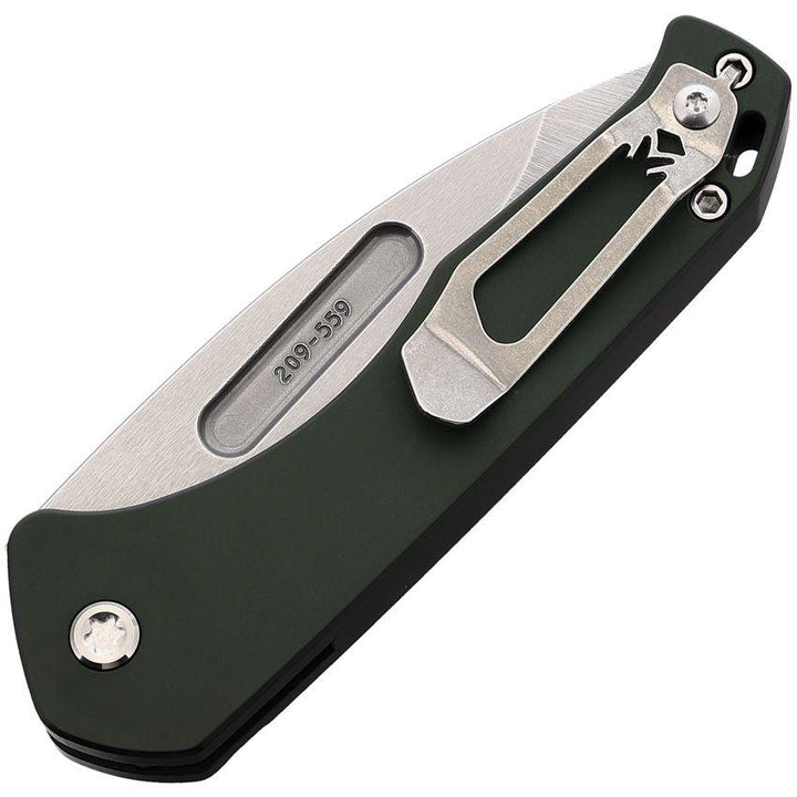 Medford Auto Swift Button Lock Green PVD Coated Titanium Tumbled S35VN - Knives.mx