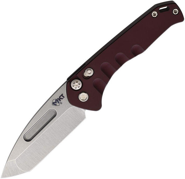 Medford Auto Swift Button Lock Red Anodized Titanium Tumbled Tanto S35VN - Knives.mx