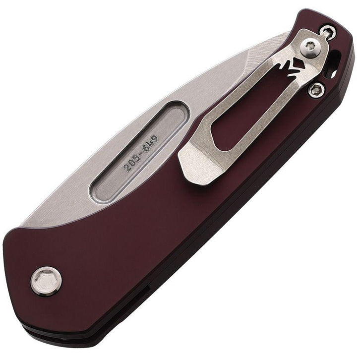 Medford Auto Swift Button Lock Red Anodized Titanium Tumbled Tanto S35VN - Knives.mx