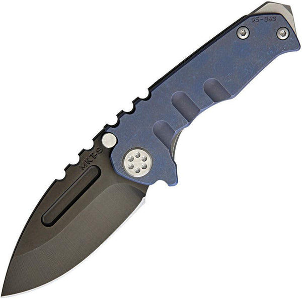 Medford Micro Praetorian Framelock Blue Anodized Titanium Black PVD Coated S35VN - Knives.mx