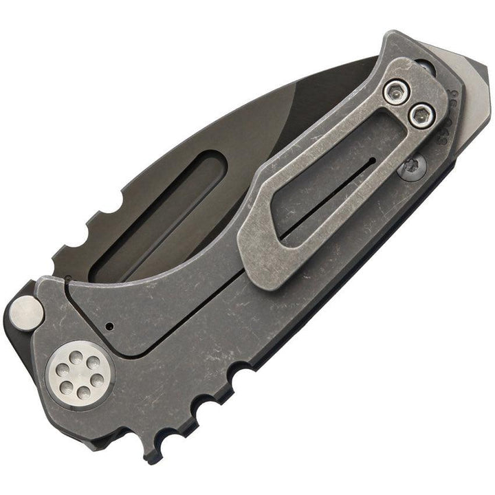 Medford Micro Praetorian Framelock Blue Anodized Titanium Black PVD Coated S35VN - Knives.mx