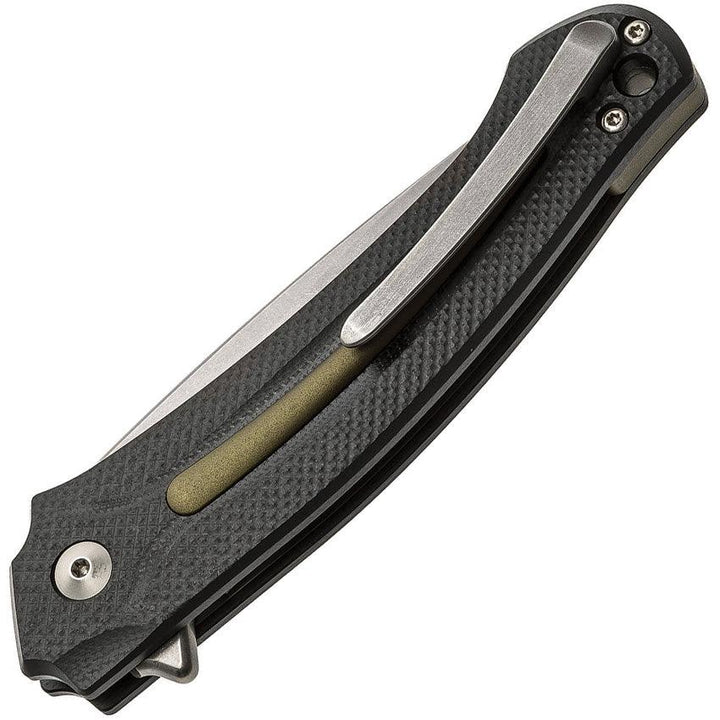 MKM-Maniago Knife Makers Arvenis Framelock by Fox Black w Green Anodized Aluminum Stonewash Bohler M390 - Knives.mx