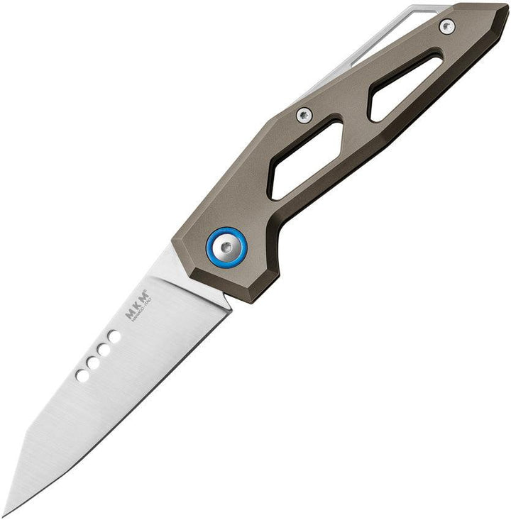 MKM-Maniago Knife Makers Edge Folder Bronze Titanium Satin Modified Tanto Bohler M390 - Knives.mx