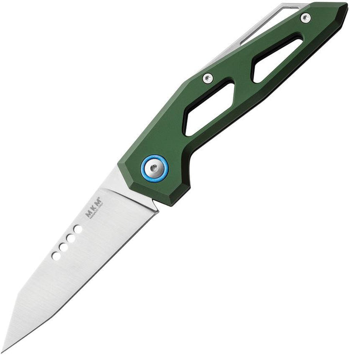 MKM-Maniago Knife Makers Edge Folder Green Aluminum Modified Tanto Bohler M390 - Knives.mx