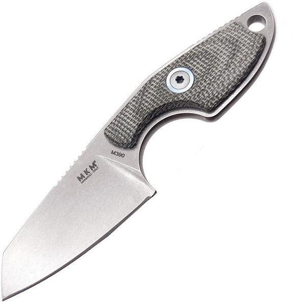 MKM-Maniago Knife Makers Mikro 2 Fixed Blade Green Micarta Stonewash Sheepsfoot Bohler M390 - Knives.mx