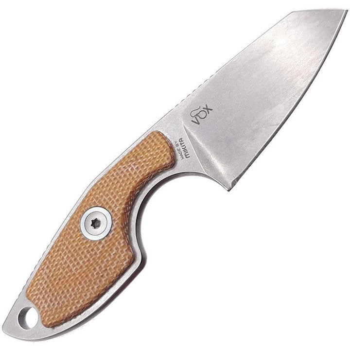 MKM-Maniago Knife Makers Mikro 2 Fixed Blade Natural Micarta Stonewash Sheepsfoot Bohler M390 - Knives.mx