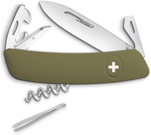 Navaja Suiza Multiusos SWIZA D03 Olive Swiss Pocket Knife - Knives.mx