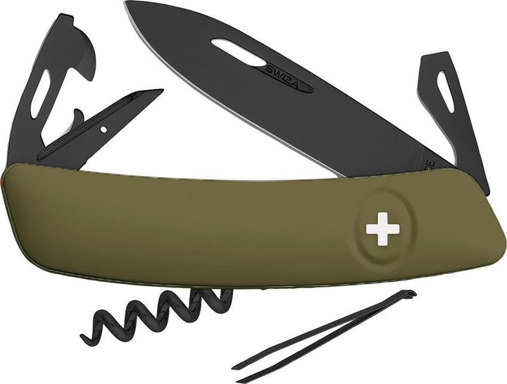 Navaja Suiza Multiusos SWIZA D03 Swiss Pocket Knife Olive - Knives.mx