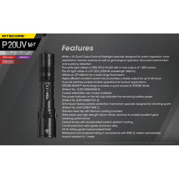 Nitecore P20 V2 LED Flashlight - Knives.mx