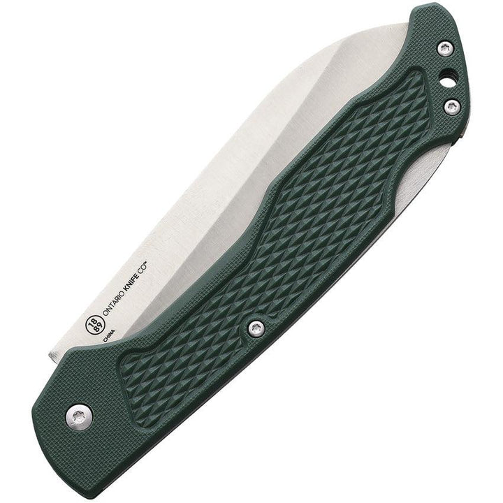 Ontario Camp Plus Chef's Lockback Green Checkered Satin 420 Stainless - Knives.mx