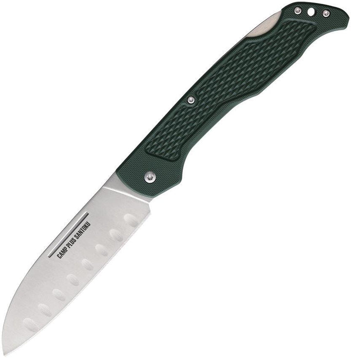 Ontario Camp Plus Santoku Lockback Green Checkered Satin 420 Stainless - Knives.mx