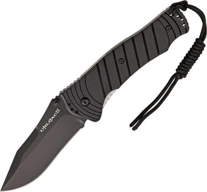 Ontario Joe Pardue Utilitac II Black Zytel Black Clip AUS-8A - Knives.mx