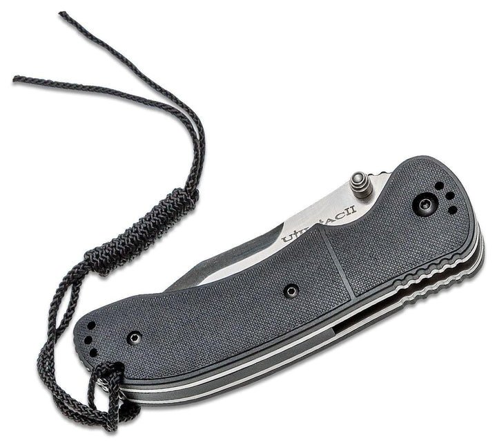 Ontario Joe Pardue Utilitac II Black Zytel Satin Clip AUS-8A - Knives.mx