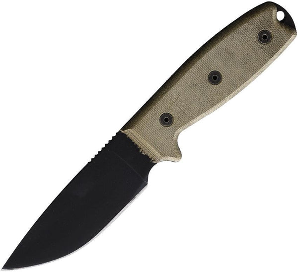 Ontario RAT 3 Fixed Blade Tan Canvas Micarta Powder Coated 1075HC - Knives.mx