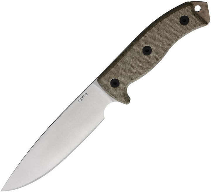 Ontario RAT-6 Fixed Blade Tan Canvas Micarta Satin S35VN - Knives.mx