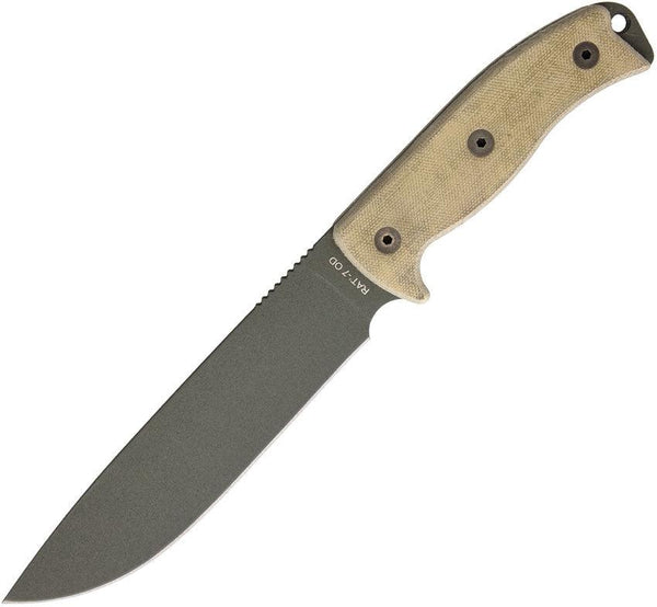 Ontario RAT-7 OD Green Linen Micarta 1095HC - Knives.mx