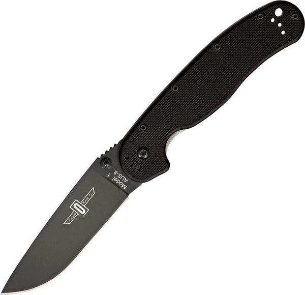 Ontario Rat I Black Nylon Black AUS-8 - Knives.mx