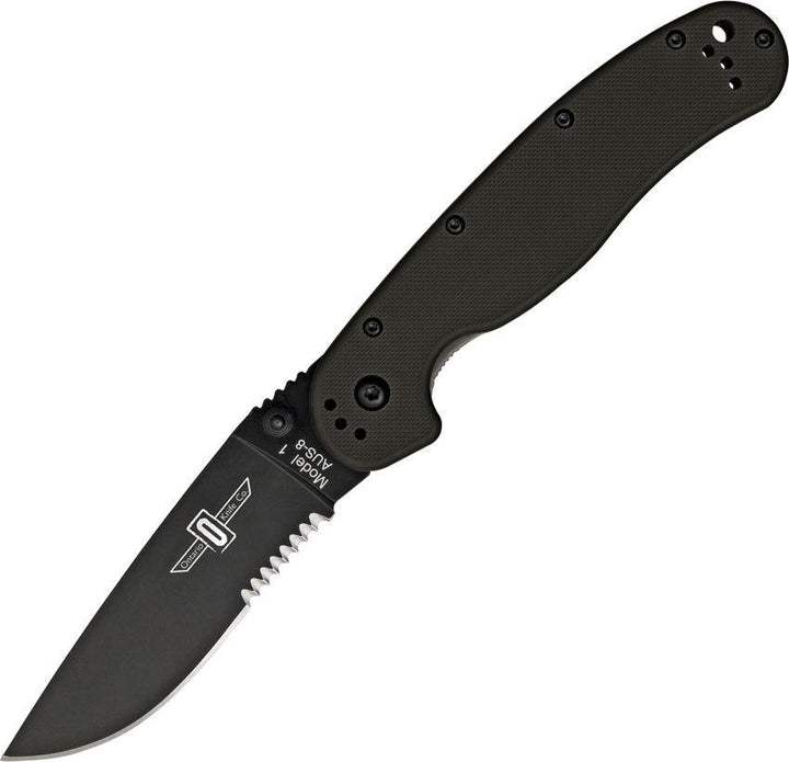 Ontario Rat I Black Nylon Black Serrated AUS-8 - Knives.mx