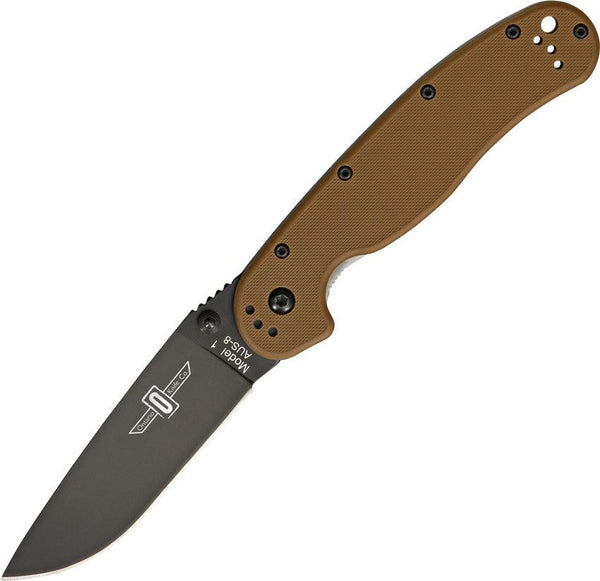 Ontario Rat I Coyote Brown Nylon Black AUS-8 - Knives.mx