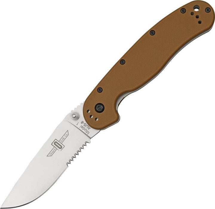 Ontario RAT I Coyote Brown Nylon Serrated AUS-8 - Knives.mx