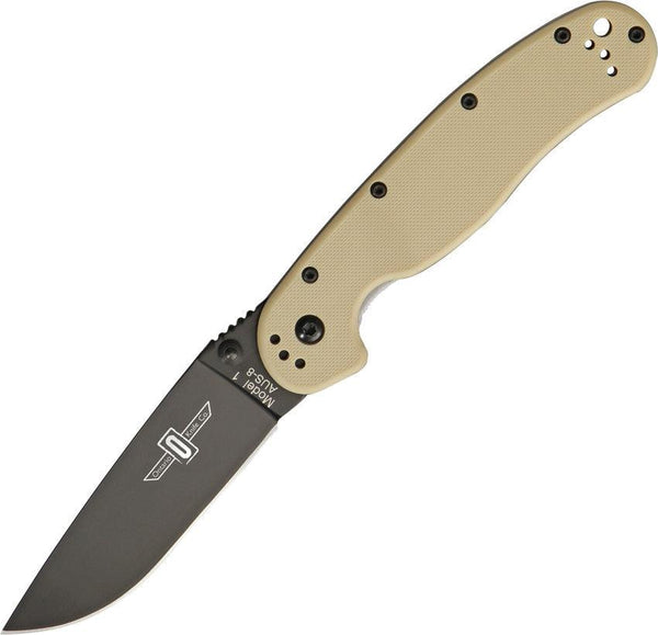 Ontario Rat I Desert Tan Nylon Black AUS-8 - Knives.mx