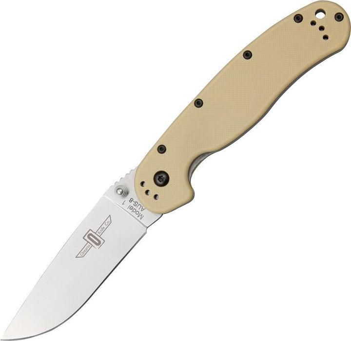 Ontario RAT I Desert Tan Nylon Satin AUS-8 - Knives.mx