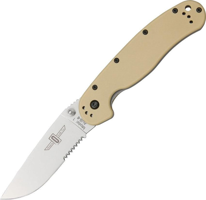 Ontario RAT I Desert Tan Nylon Serrated AUS-8 - Knives.mx