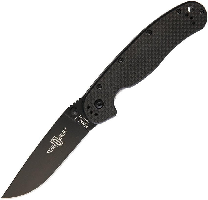 Ontario RAT I Linerlock Carbon Fiber Black AUS-8 - Knives.mx