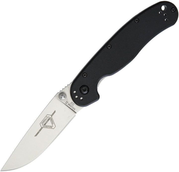 Ontario RAT II Linerlock Black G10 Satin D2 - Knives.mx