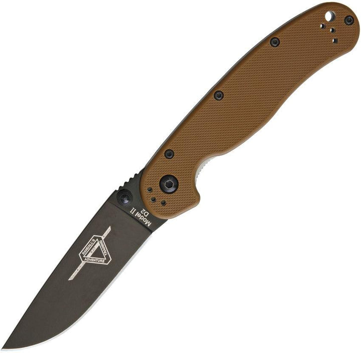 Ontario RAT II Linerlock Coyote Brown G10 Black D2 - Knives.mx