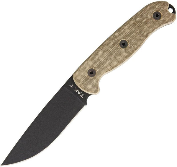 Ontario TAK-1 w/Nylon Sheath Green Linen Micarta Black Coated 1095HC - Knives.mx