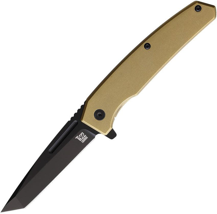 Ontario Ti 22 Equinox Linerlock Bronze Titanium Black Powder Coated Tanto S35VN - Knives.mx