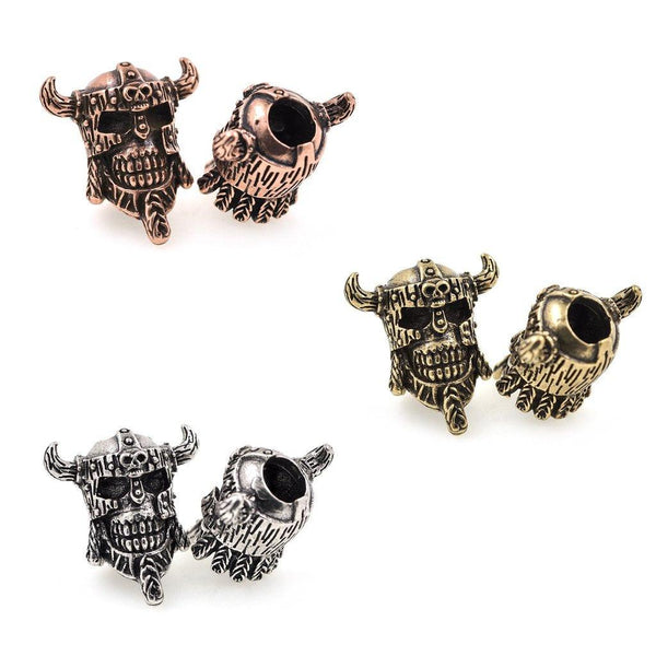 PARACORD KEYCHAIN VIKING PIRATE SKULL BEAD 22X24MM - Knives.mx