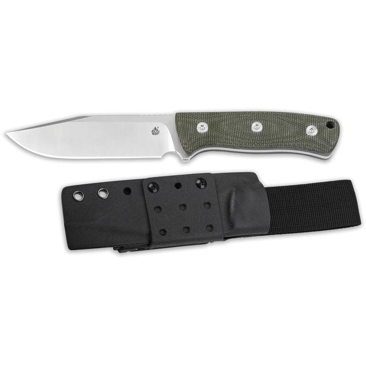 QSP Knife Bison Fixed Blade Green Linen Micarta D2 - Knives.mx