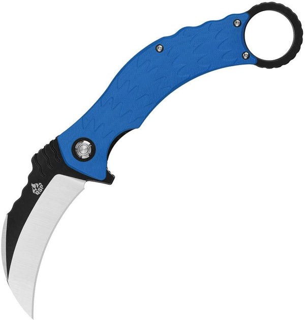 QSP Knife Eagle Karambit Linerlock Blue Textured G10 Two Tone D2 - Knives.mx