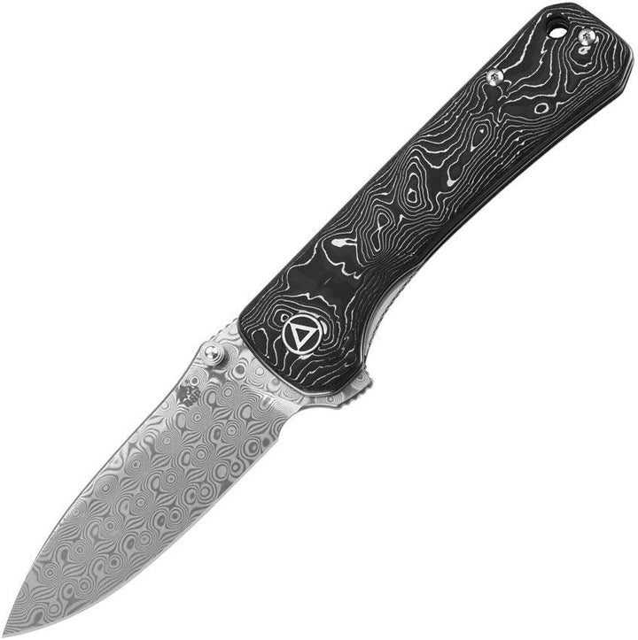 QSP Knife Hawk Linerlock Aluminum Foil CF Damascus - Knives.mx