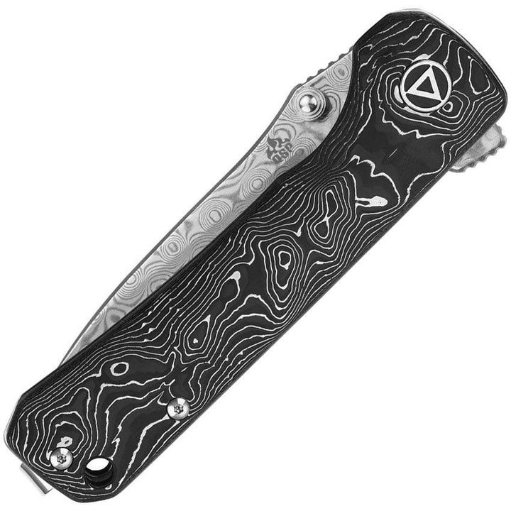 QSP Knife Hawk Linerlock Aluminum Foil CF Damascus - Knives.mx