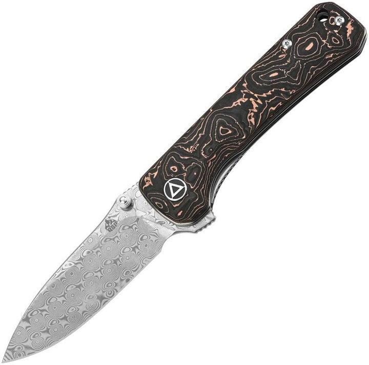 QSP Knife Hawk Linerlock Copper Foil CF Damascus - Knives.mx