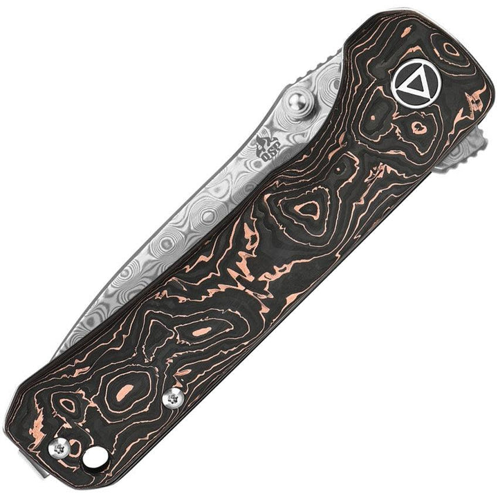 QSP Knife Hawk Linerlock Copper Foil CF Damascus - Knives.mx