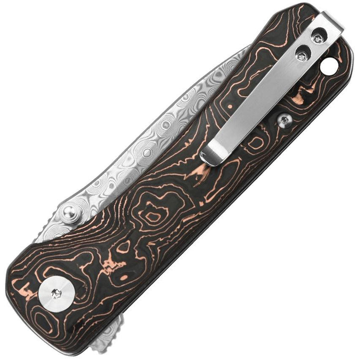 QSP Knife Hawk Linerlock Copper Foil CF Damascus - Knives.mx