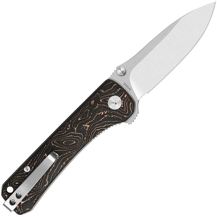 QSP Knife Hawk Linerlock Copper Foil CF Satin S35VN - Knives.mx