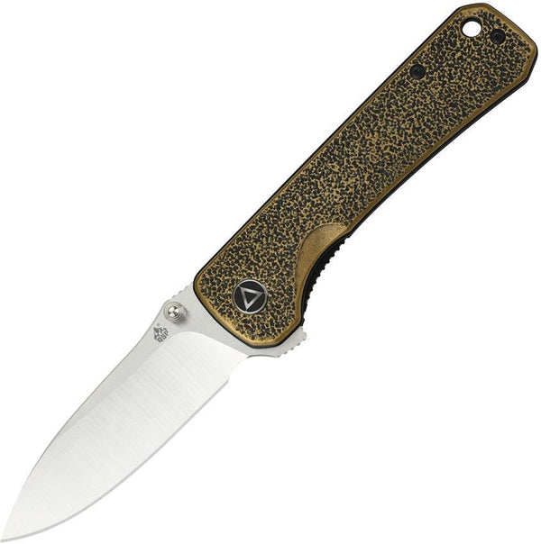 QSP Knife Hawk Linerlock Textured Antique Brass 14C28N Sandvik - Knives.mx