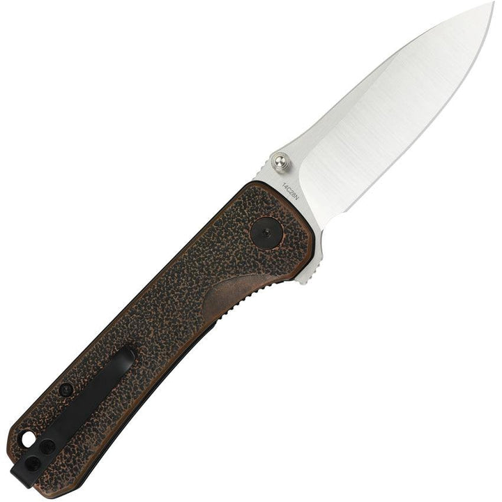 QSP Knife Hawk Linerlock Textured Antique Copper 14C28N Sandvik - Knives.mx