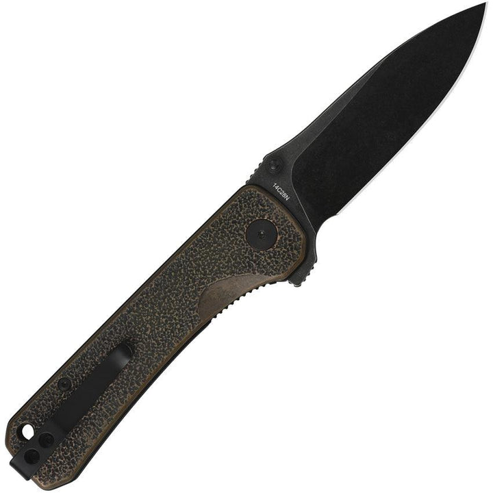 QSP Knife Hawk Linerlock Textured Antique Copper Black Stonewash 14C28N Sandvik - Knives.mx