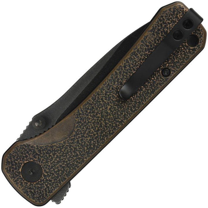 QSP Knife Hawk Linerlock Textured Antique Copper Black Stonewash 14C28N Sandvik - Knives.mx