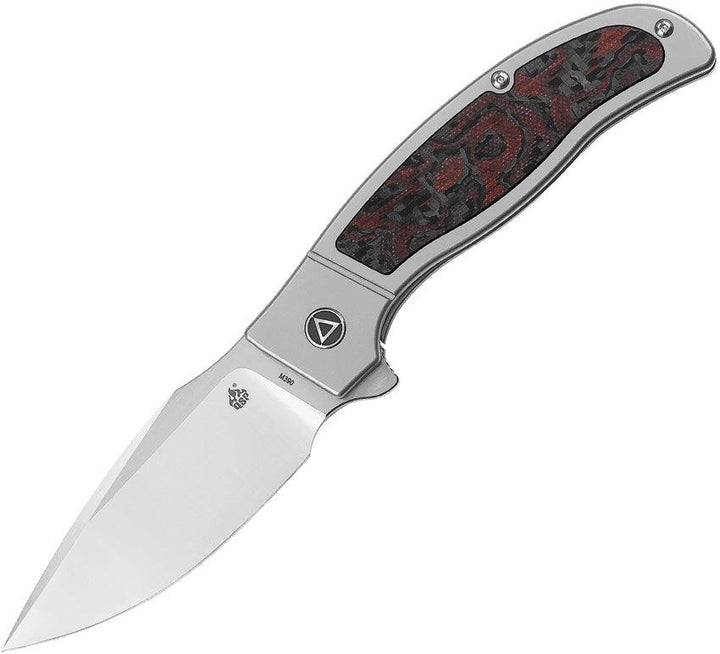 QSP Knife Legatus Framelock Gray Titanium handle Red G10/CF Inlay M390 - Knives.mx