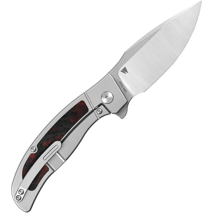 QSP Knife Legatus Framelock Gray Titanium handle Red G10/CF Inlay M390 - Knives.mx