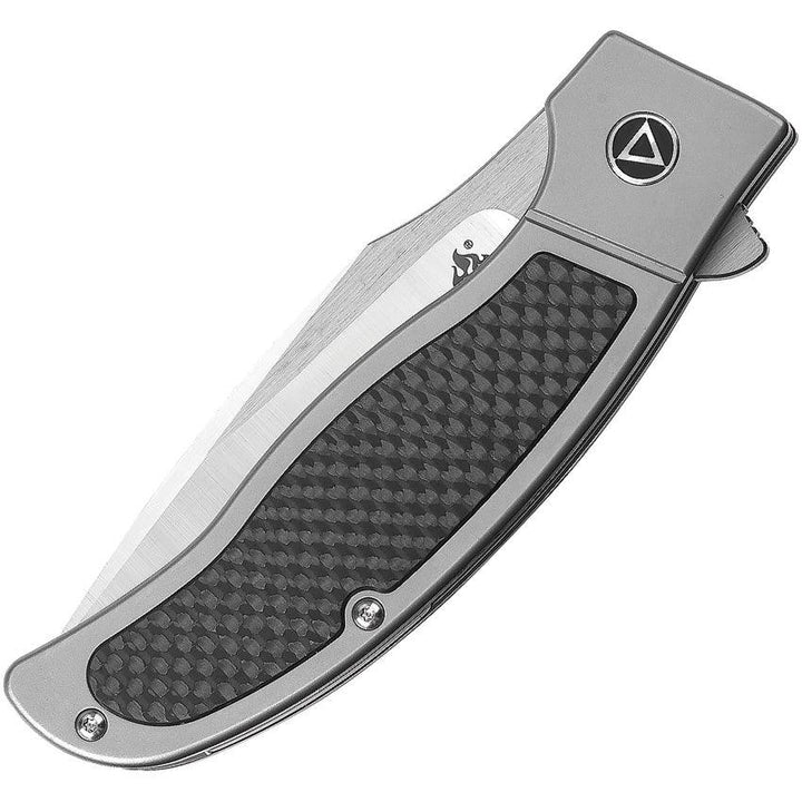 QSP Knife Legatus Framelock Gray Titanium With Carbon Fiber Bohler M390 - Knives.mx