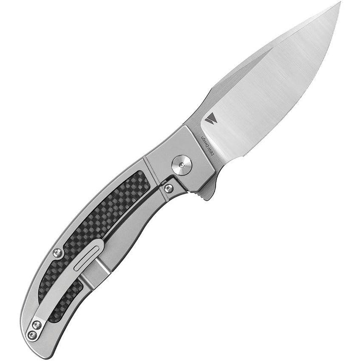 QSP Knife Legatus Framelock Gray Titanium With Carbon Fiber Bohler M390 - Knives.mx