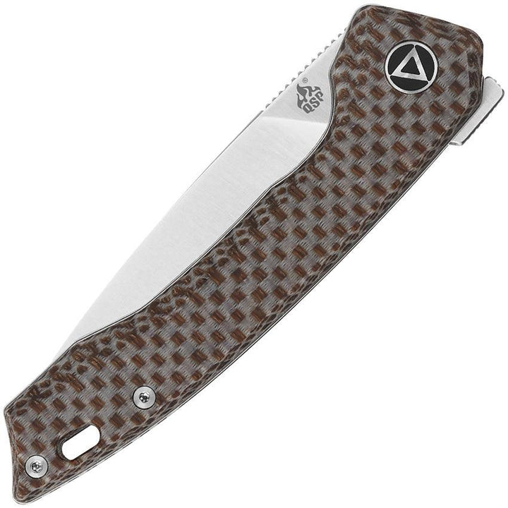 QSP Knife Leopard Linerlock Brown Textured Micarta Satin 14C28N Sandvik - Knives.mx